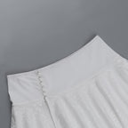 Spaghetti strap lace-trimmed belted top and high-waisted sexy slit mini skirt vacation set