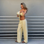 Strappy wide-leg pants suit, street style trouser suit