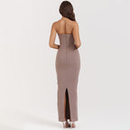 Stylish long dress, elegant and sexy knitted strapless fitted dress
