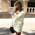 Casual and stylish workwear set with a slimming bodycon skirt