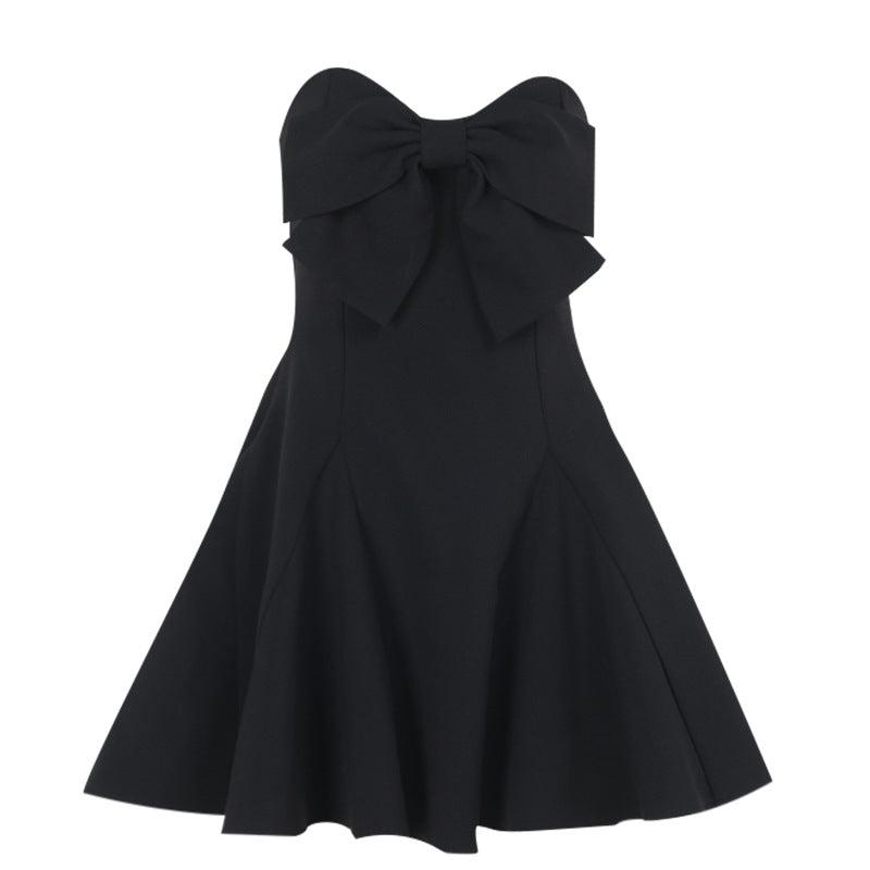 Elegant and Sexy Slim-Fit Strapless Mini Dress with Bow