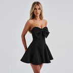 Elegant and Sexy Slim-Fit Strapless Mini Dress with Bow