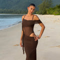 Elegant and sexy off-shoulder mesh see-through long dress for women