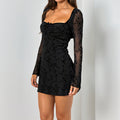 Sweetheart neckline sheer dress with long sleeves and a sexy bodycon skirt