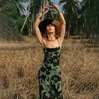 Sexy floral print backless halter dress