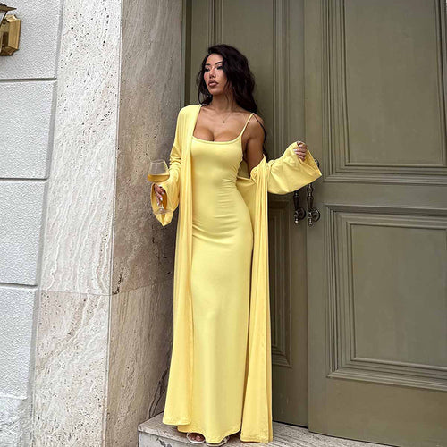 Casual dress, sexy fitted long cover-up set