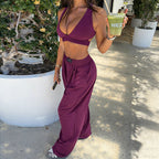 Stylish backless sexy summer new casual vest top and trousers set
