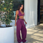 Stylish backless sexy summer new casual vest top and trousers set