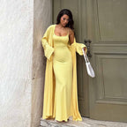 Casual dress, sexy fitted long cover-up set