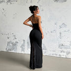 Fashionable Long Dress, Elegant and Slim Fit Sexy Lace Suspender Dress