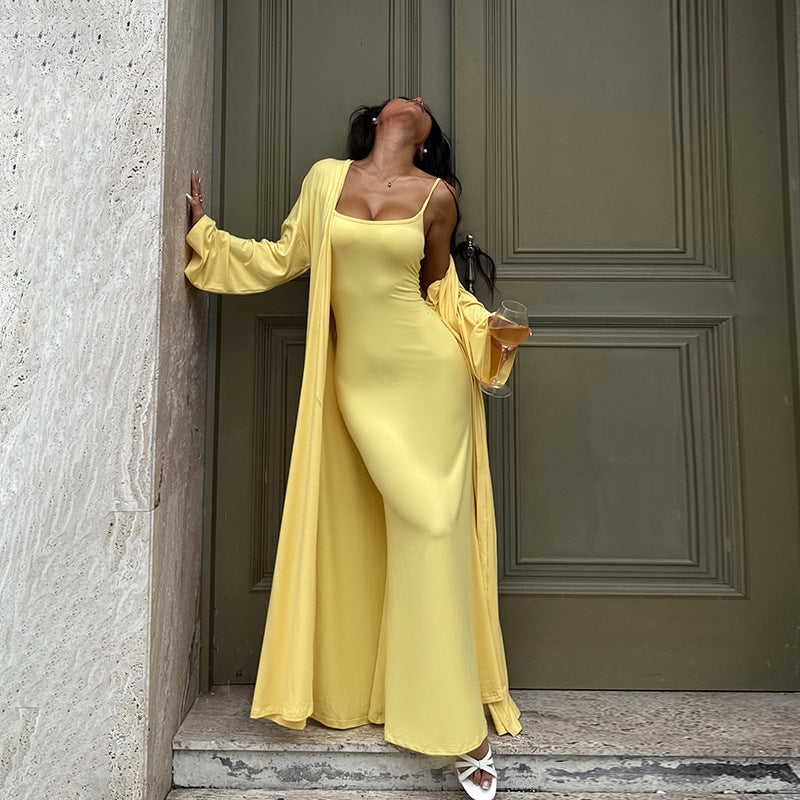 Casual dress, sexy fitted long cover-up set