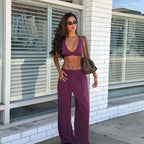 Stylish backless sexy summer new casual vest top and trousers set