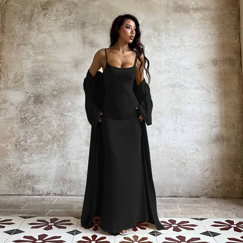 Casual dress, sexy fitted long cover-up set