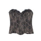 Lace Embossed New Waist-Cinching Corset, Sexy Backless Strapless Bandeau