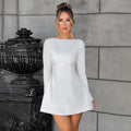 Sexy Backless Long-Sleeved A-Line Waist-Defining Dress