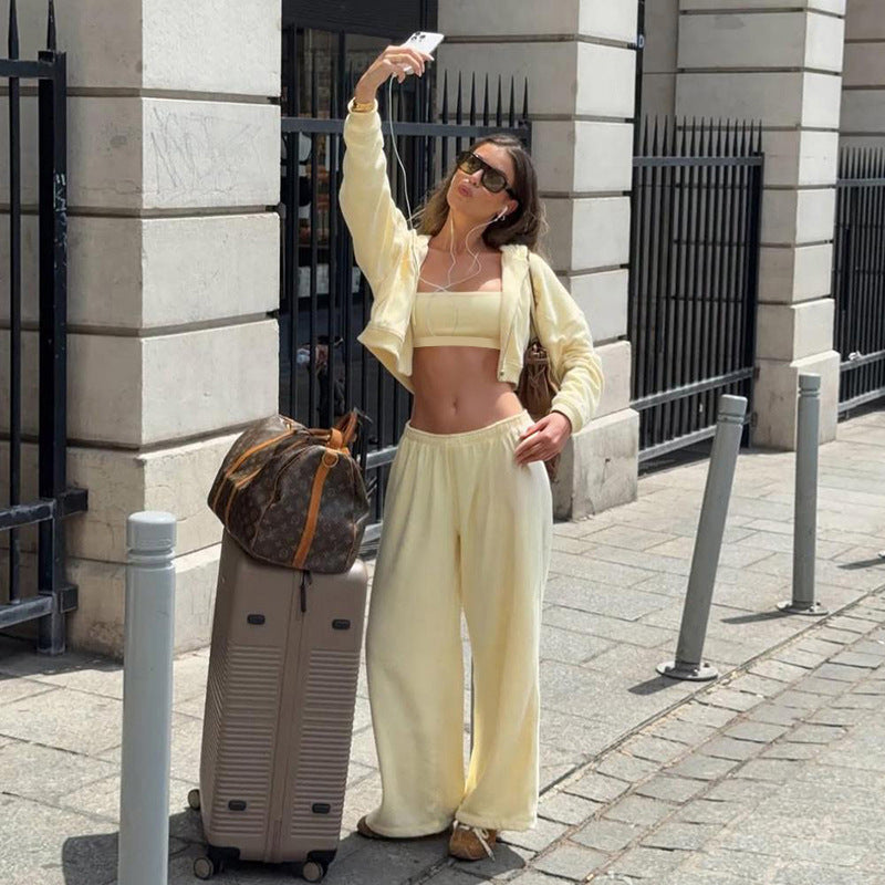 Strappy wide-leg pants suit, street style trouser suit